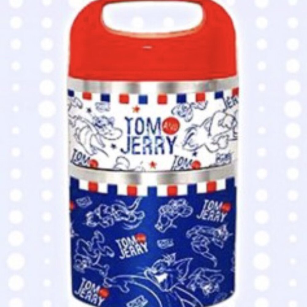New Tom and Jerry Stainless Steel 2 Layers Thermal Lunch Box Japan Blue & White